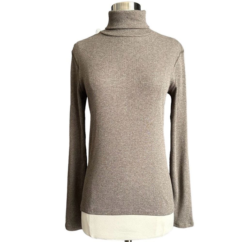 NWOT Everlane The Supima® Micro-Rib Turtleneck Washed Heathered Fatigue M - Picture 7 of 13
